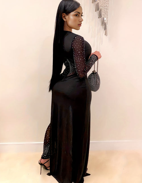 Load image into Gallery viewer, Women Sexy Elegant Rhinestone Mesh See-through Bodycon Jumpsuit Party Club Night Outfit
