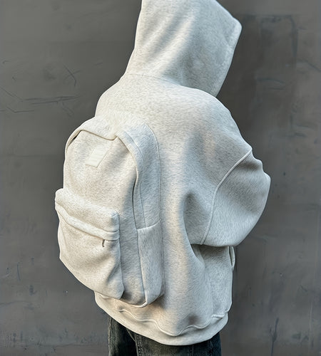 Men's 3D  Sweater Coat Jacket with Built-In Schoolbag Pocket - Oversized Hoodie Style, Machine Washable Winter Coat for Casual & Professional Wear, Backpack-Free Outerwear (No Belt/Tie)