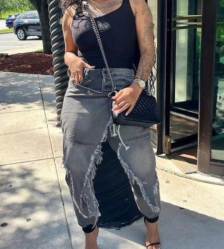 Women's Jeans - High-Waisted Stretch Leg Pants Very Unique Design with Lace-Up Closure, - Fall 2025 Streetwear Fashion