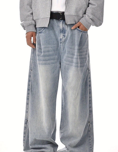 Load image into Gallery viewer, Men fashion brand American retro wash jeans | High street, straight and versatile, loose casual wide-leg trousers
