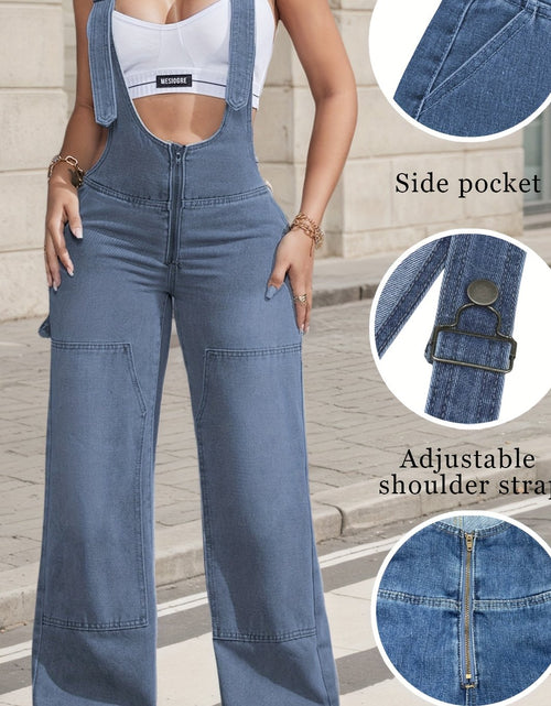 Load image into Gallery viewer, 2025 New Women&#39;S Sexy Adjustable Strap Denim Romper Casual Sleeveless High-Waisted Cargo Jeans
