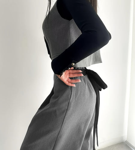 Women's High-Waisted Wide Leg Pants with Adjustable Tie Waist & Pockets - Casual to Business Casual Loose Fit Trousers, Solid Color All-Season Machine Washable, Business Casual Trousers | Pleated Pants | Functional Pockets Tr