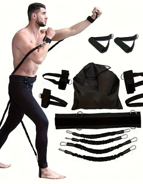Load image into Gallery viewer, [150 Lb Resistance Belt Kit] 150 Lb Heavy Punch Resistance Belt Kit | 12pcs Resistance Ring, Full Body Workout, Improve Power/Speed/Agility | Boxing, Taekwondo, Indoor Fitness, Leg Training Equipment
