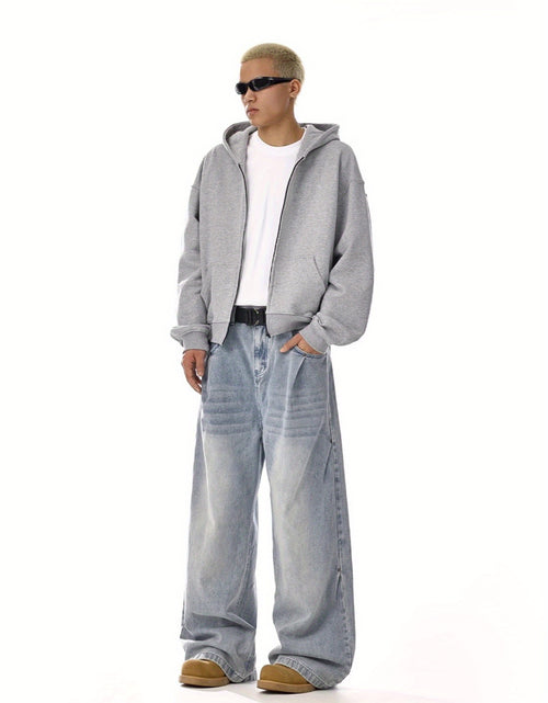 Load image into Gallery viewer, Men fashion brand American retro wash jeans | High street, straight and versatile, loose casual wide-leg trousers
