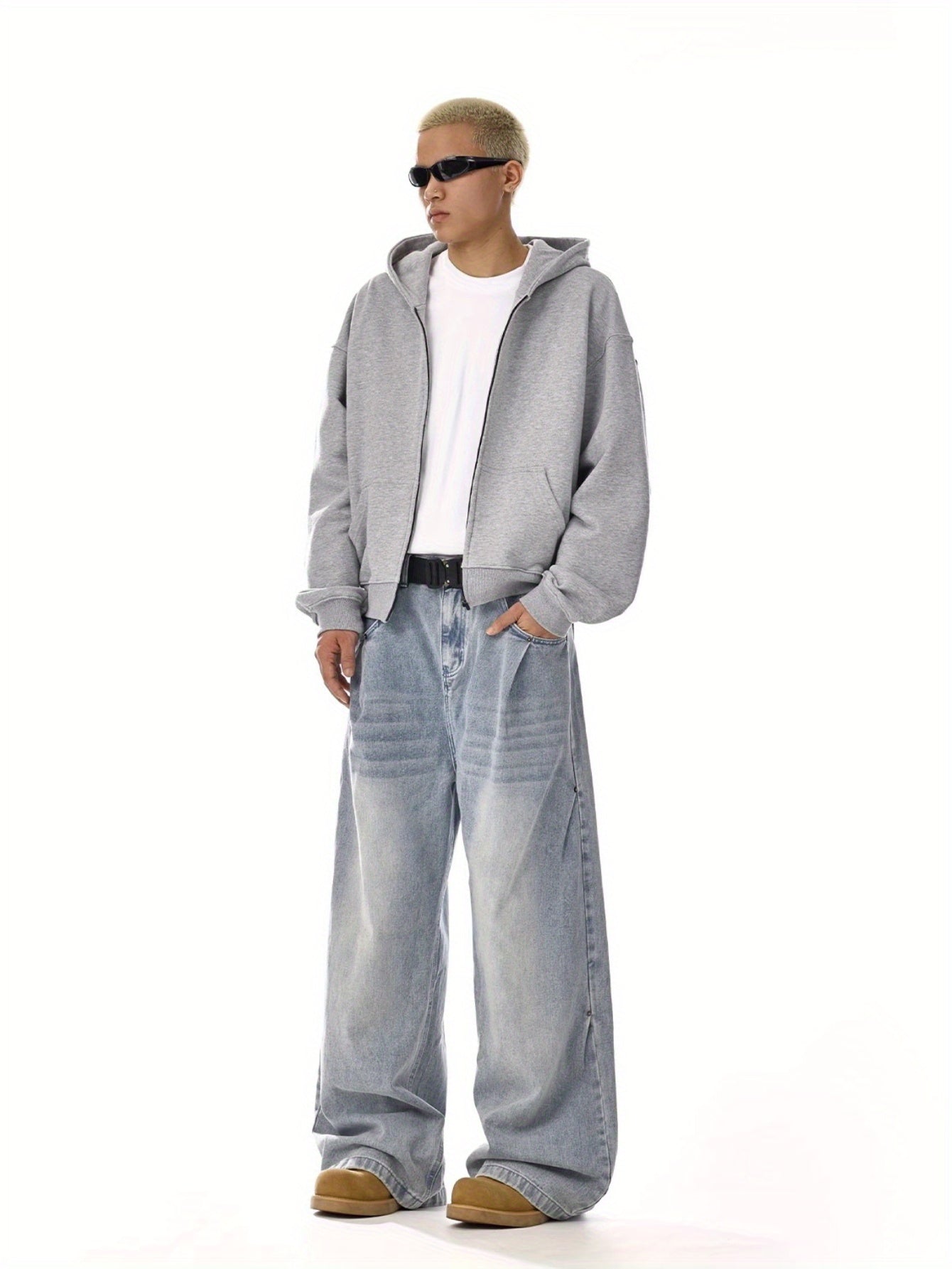 Men fashion brand American retro wash jeans | High street, straight and versatile, loose casual wide-leg trousers