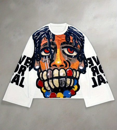 Men's Urban Streetwear Long Sleeve Crewneck Sweater with Bold Graphic Back Print Digital Print Design Casual Fall/Winter Fashion Outerwear