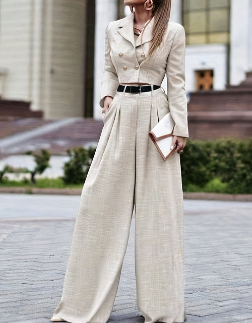 Load image into Gallery viewer, Women&#39;s Autumn Fit Turndown Long Sleeve Suit Jacket Loose Pants Suit Set

