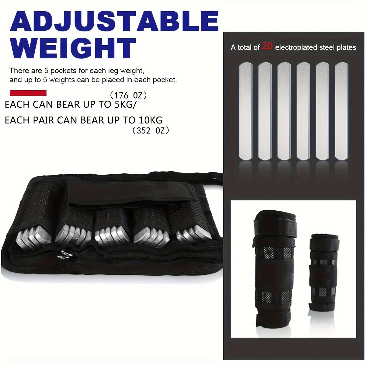 Adjustable weighted vest/weighted leggings, running, jogging fitness weight equipment/adjustable weighted ankle strap steel block