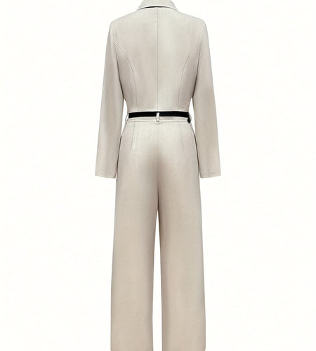 Women's Autumn Fit Turndown Long Sleeve Suit Jacket Loose Pants Suit Set