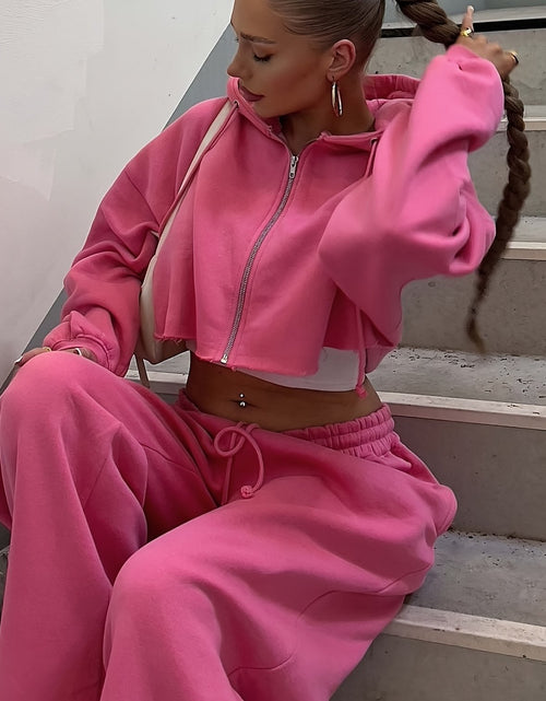 Load image into Gallery viewer, Casual Lounge 2pcs Set, Casual Warm Lounge Sets for Women , Hoodies Sweatshirt And Sweatpants Set
