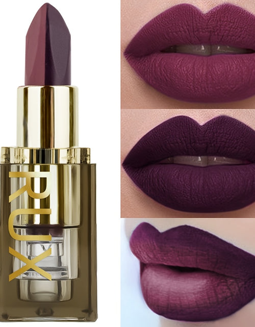 Load image into Gallery viewer, Matte Two-Toned Lipstick - Waterproof, Sweatproof, Long-Lasting, Easy-to-Apply Burgundy &amp; Golden-Brown Shades with Transparent Window - for All Skin Types
