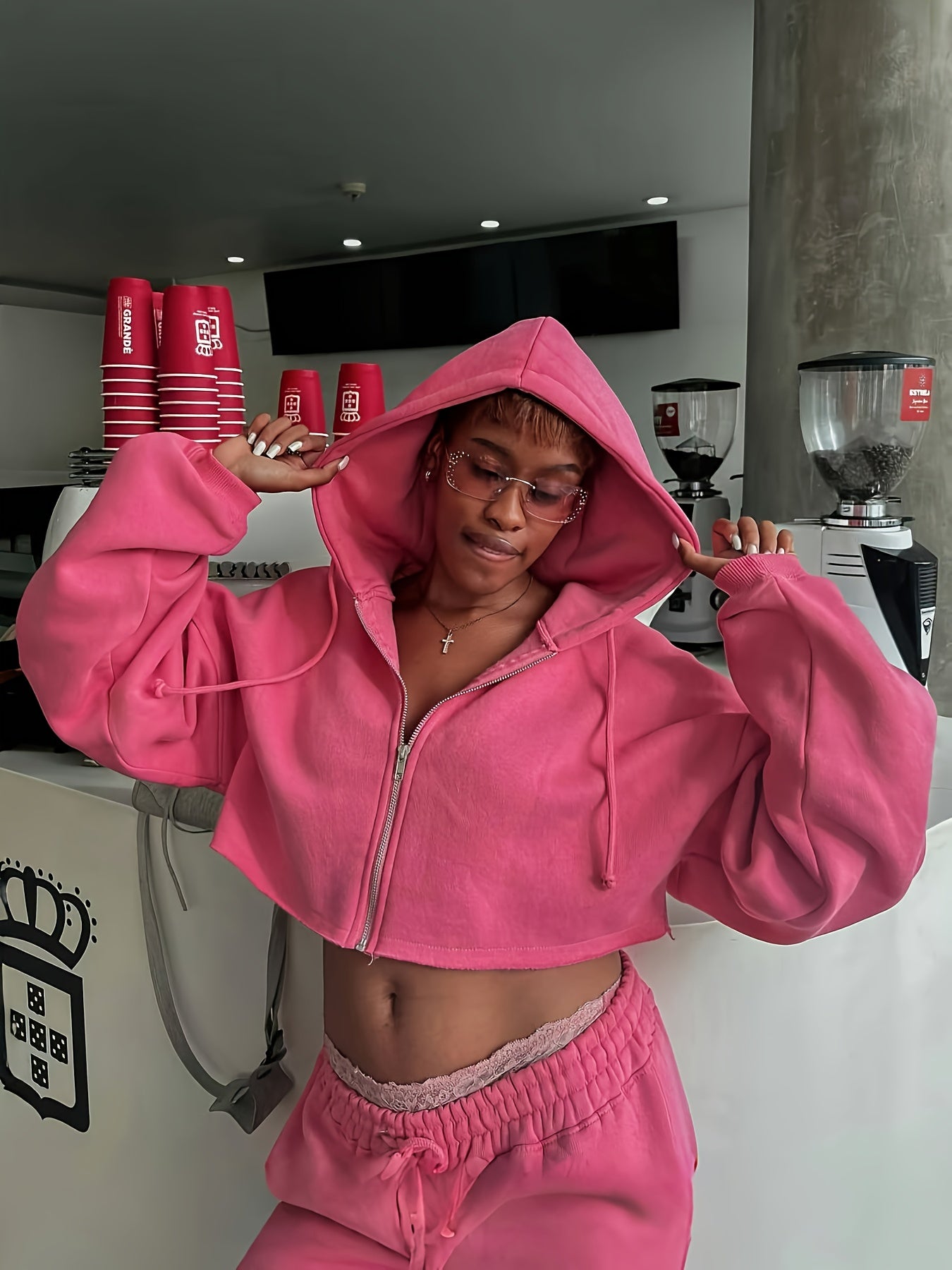 Casual Lounge 2pcs Set, Casual Warm Lounge Sets for Women , Hoodies Sweatshirt And Sweatpants Set