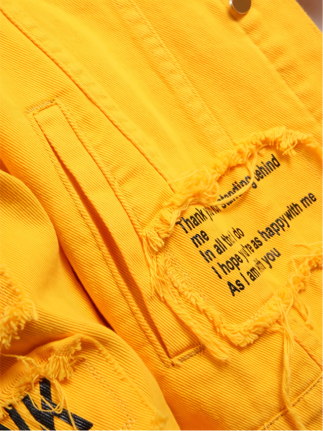 Men's Heavyweight Denim Jacket - Oversized Retro Streetwear Coat with 3D Patchwork Design, Single-Button Closure, Machine Washable, 4-Pocket Construction (Yellow/Black)