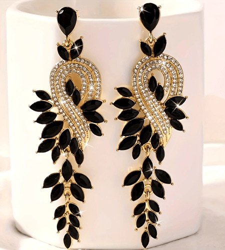 Elegant Peacock Tassel Earrings - Studded with Sparkling Synthetic Zircons, Luxurious Alloy Jewelry for Women