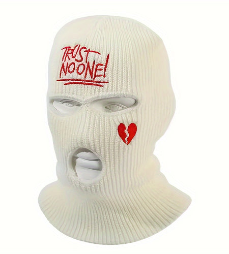 2pcs Graphic Unisex Thermal 3-Hole Winter Knitted Mask With Full Face Covering For Outdoor