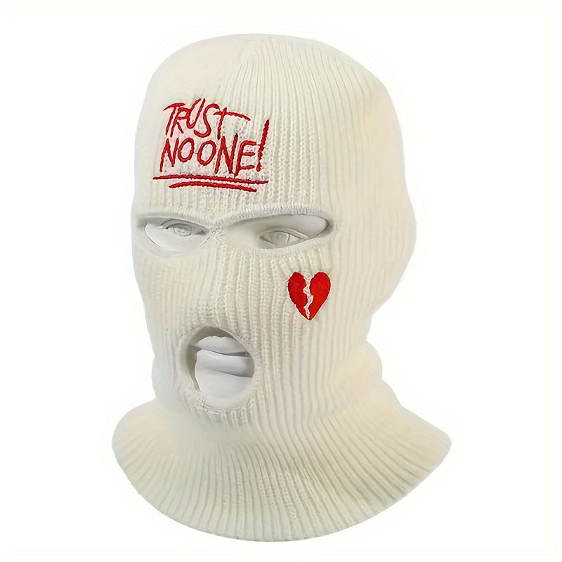 2pcs Graphic Unisex Thermal 3-Hole Winter Knitted Mask With Full Face Covering For Outdoor