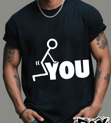 Humorous Stick Figure Sitting On You Men's T-shirt Black S-3XL