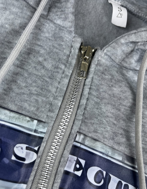 Load image into Gallery viewer, Full-Zip Hoodie with Social Security  - Retro Streetwear Hip-Hop Jacket, Unisex All-Season Casual Pullover with Full-Zip Closure, Regular Fit for Men &amp; Women, Urban Fashion Statement
