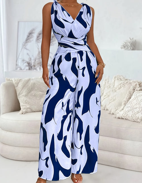 Load image into Gallery viewer, [Color Block] Women&#39;s Jumpsuit | Sleeveless | V-neck | Color Block Patchwork Print | Women&#39;s Wear

