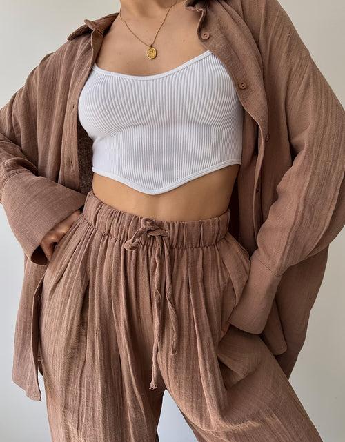 Load image into Gallery viewer, Two-piece Women&#39;s Simple Niche Lapel Long-sleeved Shirt High-Waisted Pants Fashion Suit
