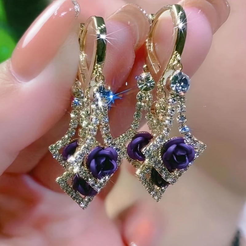 These Are Two Pairs of Rose Earrings in Different Colors. Rose Zirconia Is A Stylish and Elegant Red Earring