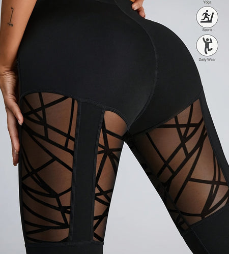 Women High-Waisted Yoga Leggings, Semi-Sheer Athletic Workout Pants with Full-Length Mesh Panels, Tights for Running, Gym, Yoga & Casual Attire, All-Season Stretchy Fitness Leggings with Full-Length Zipper-Free Opening, Solid