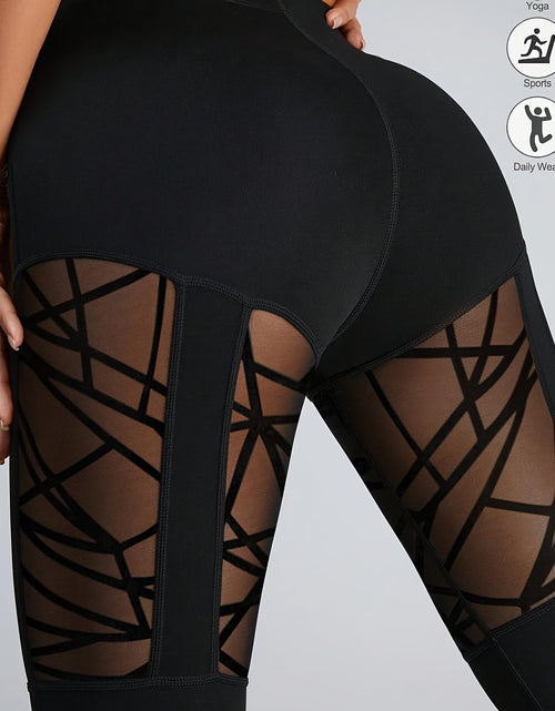 Load image into Gallery viewer, Women High-Waisted Yoga Leggings, Semi-Sheer Athletic Workout Pants with Full-Length Mesh Panels, Tights for Running, Gym, Yoga &amp; Casual Attire, All-Season Stretchy Fitness Leggings with Full-Length Zipper-Free Opening, Solid
