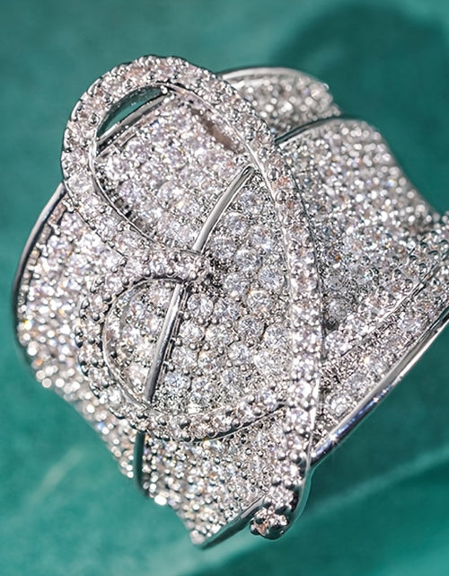 Load image into Gallery viewer, Bling Ring With A Dazzling Heart-shaped Wide Face Set With Synthetic Zirconia
