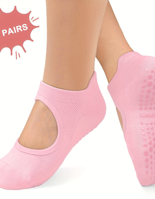 Load image into Gallery viewer, [2 Pairs Grippy Pilates Socks] 2 Pairs Non-Slip Grippy Pilates Socks for Women | Open Top Yoga Socks, Breathable Athletic Socks for Workout, Barre, Dance - Barre Accessory
