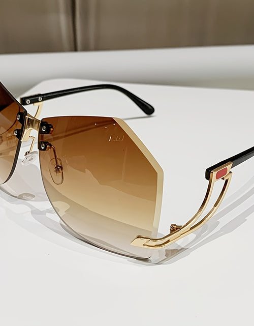 Load image into Gallery viewer, Frameless Oversized Fashion Glasses for Women - Gradient Pink to Clear Lenses, Hollow-Out Temple Arms, Protection &amp; Anti-Glare Coating, Luxury Fashion Accessories
