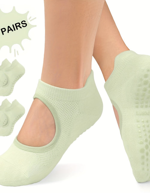 Load image into Gallery viewer, [2 Pairs Grippy Pilates Socks] 2 Pairs Non-Slip Grippy Pilates Socks for Women | Open Top Yoga Socks, Breathable Athletic Socks for Workout, Barre, Dance - Barre Accessory
