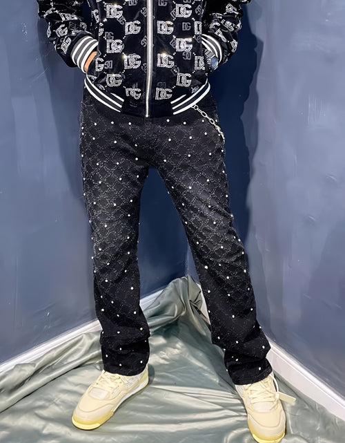 Load image into Gallery viewer, Men&#39;s Sparkling Elastic Straight Jeans ,Skinny Cotton Blend with Nail Drill Decoration
