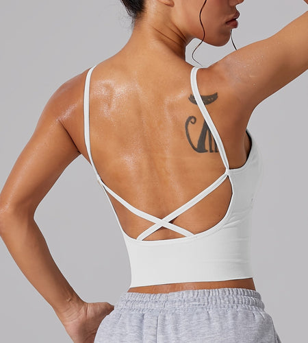 [Comfortable Yoga Top] Comfortable Single-Pack Women Backless Cross Strap Fitness Yoga Tank Top | Wearable Bra Innerwear for Outdoor Casual Sports