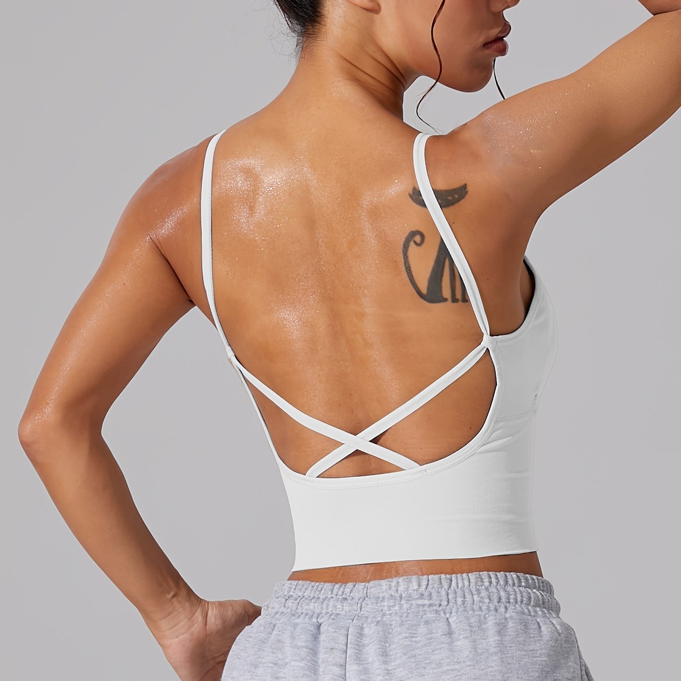 [Comfortable Yoga Top] Comfortable Single-Pack Women Backless Cross Strap Fitness Yoga Tank Top | Wearable Bra Innerwear for Outdoor Casual Sports
