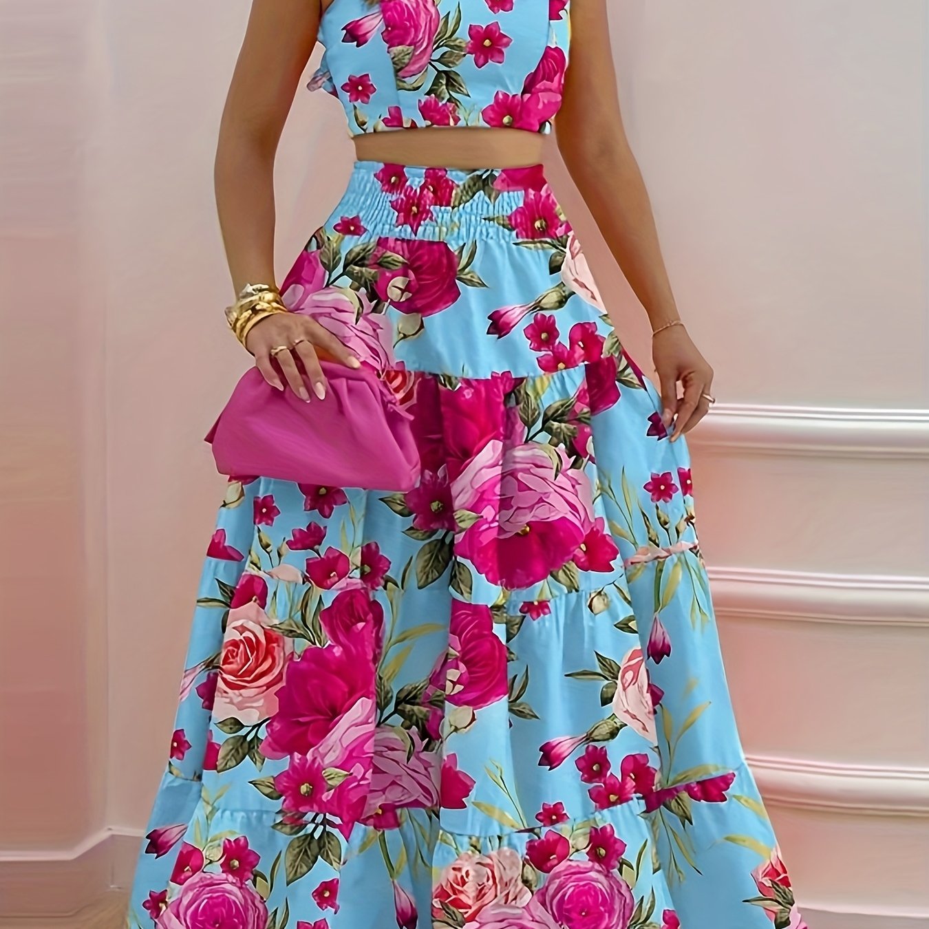 Sexy Printed Top And Skirt Fashion Set, Two-piece Set Summer Ready