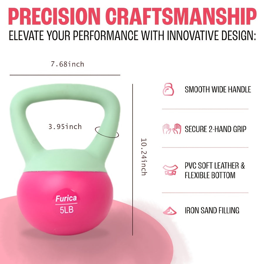 [Rose Red Soft Kettlebell] 1pc Rose Red Soft PE Polyethylene Kettlebell - 5-30LB, Enhancing Strength, Suitable for Home Fitness and Gym