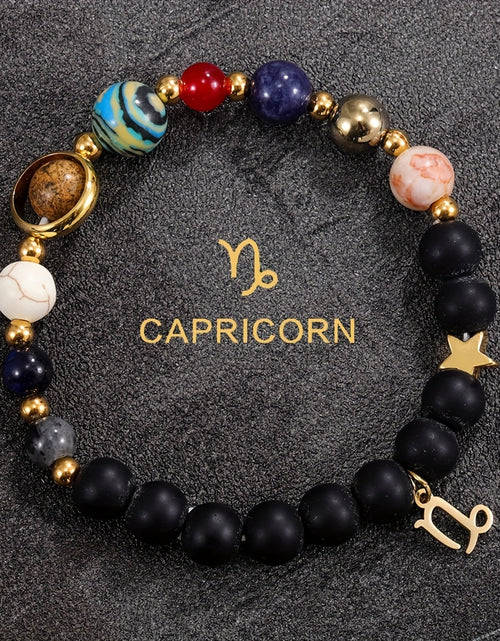 Load image into Gallery viewer, Eight Planets and 12 Constellations Natural Stone Capricorn And Cancer Zodiac Bracelet with Constellation Pendant

