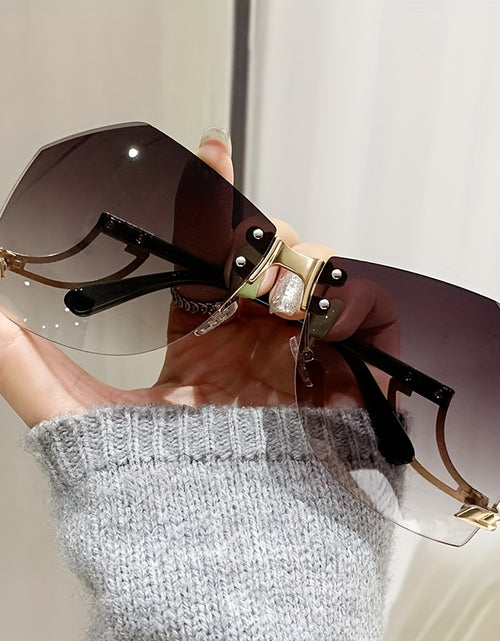 Load image into Gallery viewer, Frameless Oversized Fashion Glasses for Women - Gradient Pink to Clear Lenses, Hollow-Out Temple Arms, Protection &amp; Anti-Glare Coating, Luxury Fashion Accessories
