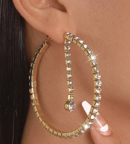 Trendy Geometric Earrings 1 Pair - Silver Hoop Dangle Fashionable Earrings