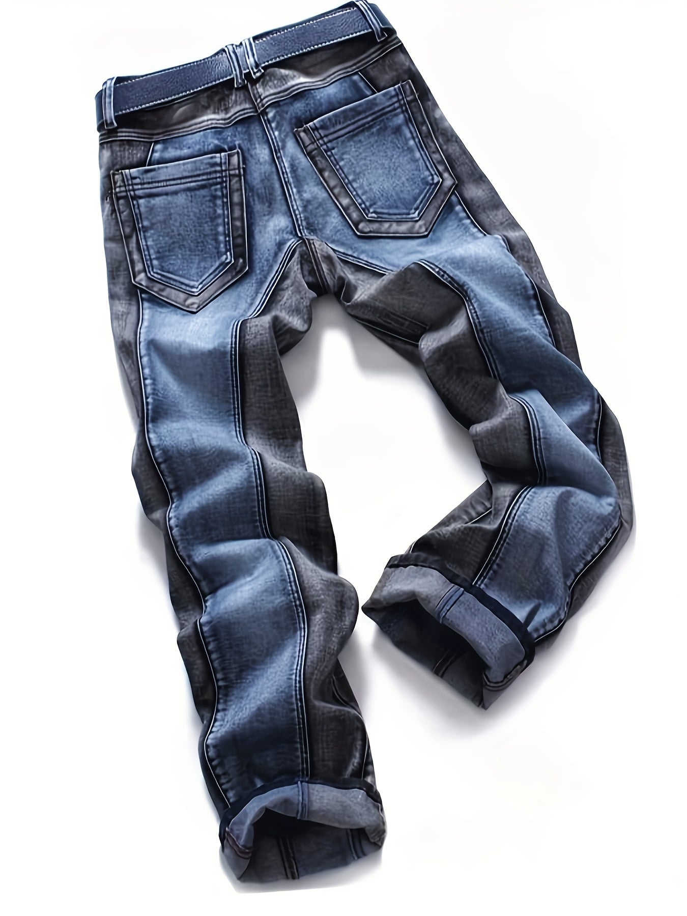 Men Two Toned Mid-rise Fashion Splice Stretchy Skinny Jeans