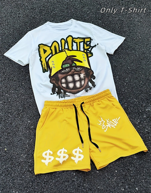 Load image into Gallery viewer, Men Hip-Hop Character Portrait Print T-Shirt, Casual Trendy Graphic T-Shirt, Hip Hop Streetwear Comfortable Casual Summer Clothes
