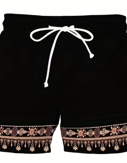 Load image into Gallery viewer, Plus-Size Men&#39;S Sports Casual Drawstring Set with Short Sleeves And Shorts, Featuring a National Style, Plus Size
