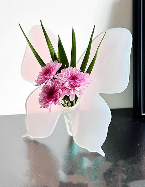 Load image into Gallery viewer, Butterfly Photo Frame Vase - Acrylic Square Floral Holder with Illuminated Wings, Battery-Free Decorative Art  Translucent Material
