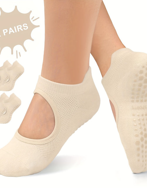 Load image into Gallery viewer, [2 Pairs Grippy Pilates Socks] 2 Pairs Non-Slip Grippy Pilates Socks for Women | Open Top Yoga Socks, Breathable Athletic Socks for Workout, Barre, Dance - Barre Accessory
