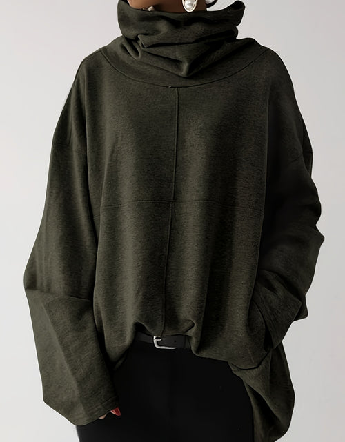 Load image into Gallery viewer, Plus Size, Women&#39;s Oversized Casual High Neck Pullover Hoodie with Front Pocket - Loose Fit Long Sleeve Solid Color Sweatshirt for Fall Winter, Plus Size Friendly
