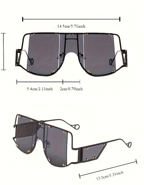 Load image into Gallery viewer, Punk Style Women&#39;s Fashion Glasses - Retro Large Frame with Rivet Accents, Protection, Durable Plastic Frame &amp; PC Lenses, Includes Microfiber Cloth for Travel, Photography, Casual Outings
