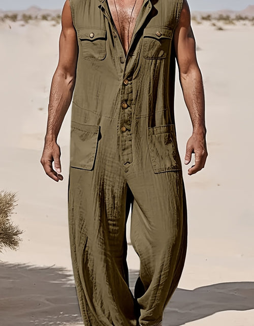 Load image into Gallery viewer, Mens Leisure Hoodies Jumpsuit Sleeveless Overalls With Pockets
