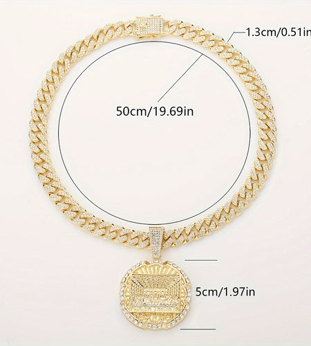 Fashionable Cuban Chain Necklace - Synthetic Zirconia Pendant with The Last Supper Painting - Fashionable Jewelry for Men and Women - Gift Box