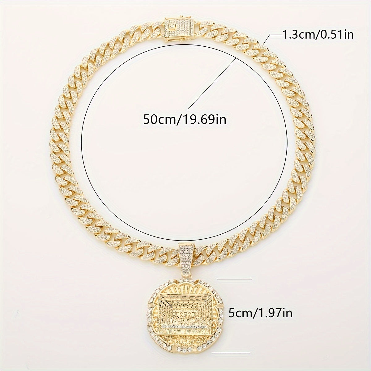 Fashionable Cuban Chain Necklace - Synthetic Zirconia Pendant with The Last Supper Painting - Fashionable Jewelry for Men and Women - Gift Box