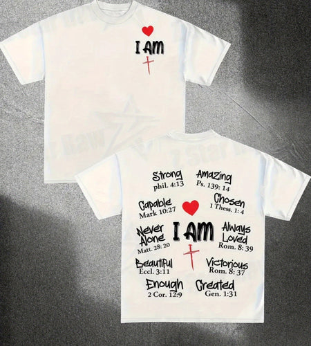 I AM Positive Energy Double-Sided Printing Men 100% Pure Cotton T-Shirt, a Comfortable, Casual, Versatile, And Fashionable Round Neck Short Sleeved Essential for Men,